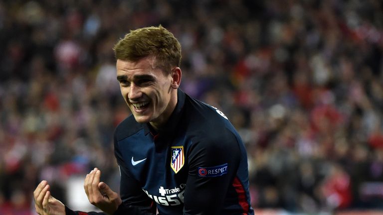 Atletico Madrid's Antoine Griezmann celebrates after scoring