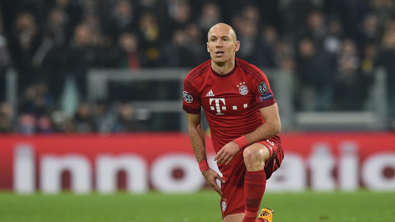 Arjen Robben shows his disappointment during match between Juventus and Bayern Munich Juventus Arena on February 23, 2016