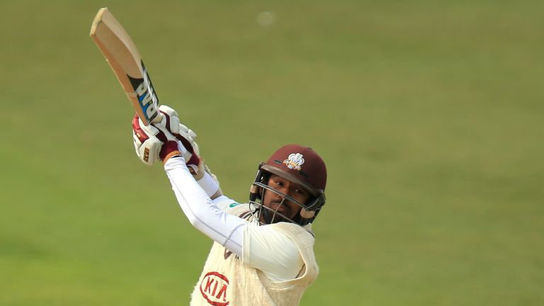 Arun Harinath bats for Surrey against Notts in the County Championship