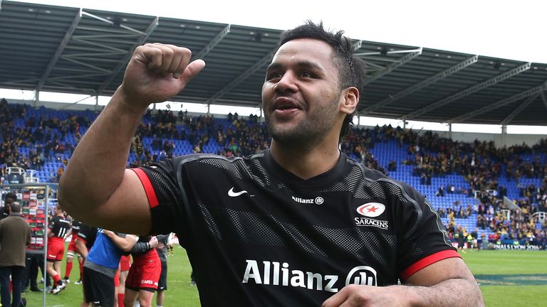 Billy Vunipola of Saracens, celebrates after their victory in the European Rugby Champions Cup semi final against Wasps