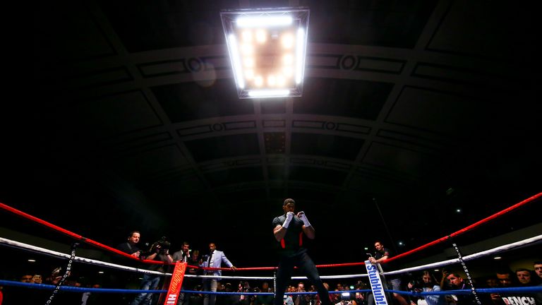 Anthony Joshua performs a public workout at York Hall