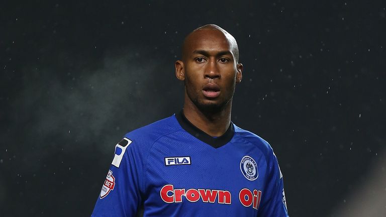 MILTON KEYNES, ENGLAND - NOVEMBER 25:  Calvin Andrew of Rochdale in action during the Sky Bet League One 