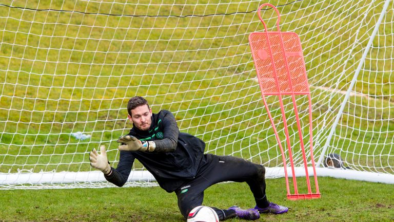 Celtic goalkeeper Craig Gordon during a training session