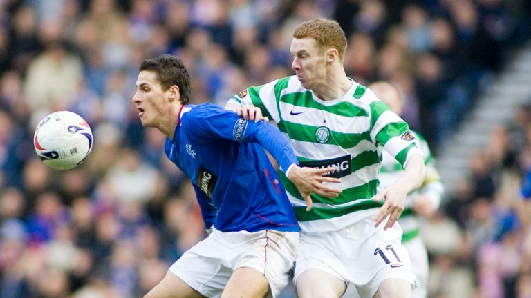 Stephen Pearson battles with Jeremy Clement in a 1-1 Old Firm draw in 2004.