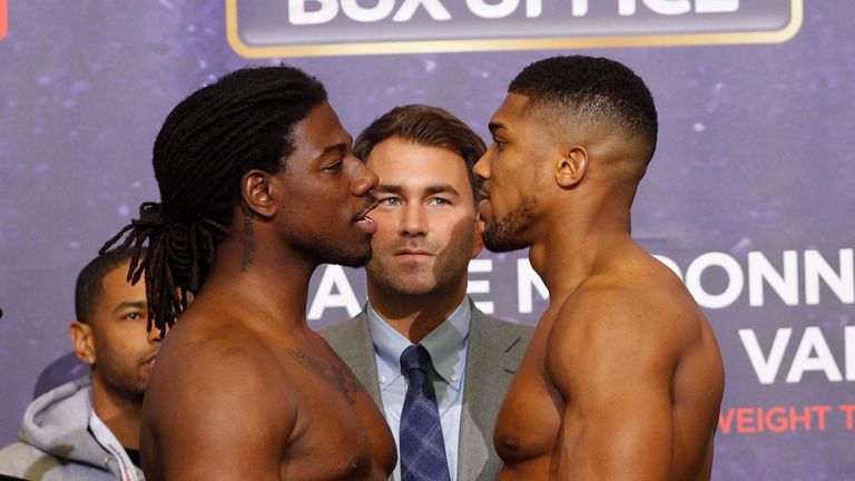 Charles Martin (L) defends his world title against Anthony Joshua