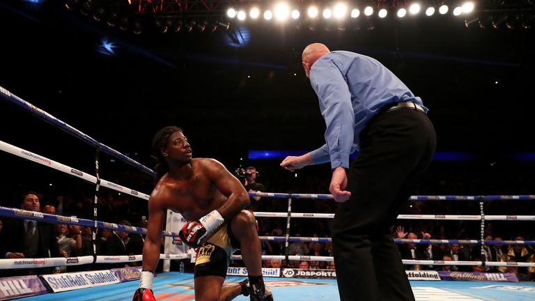 Charles Martin after being knocked down by Anthony Joshua