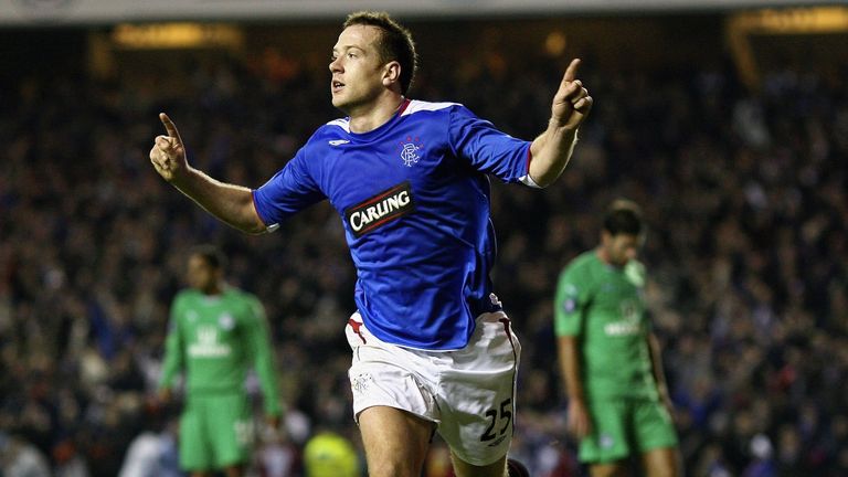 GLASGOW, UNITED KINGDOM - NOVEMBER 02:  Charlie Adam of Rangers celebrates after scoring during the UEFA Cup Group A match between Rangers and Maccabi Haif