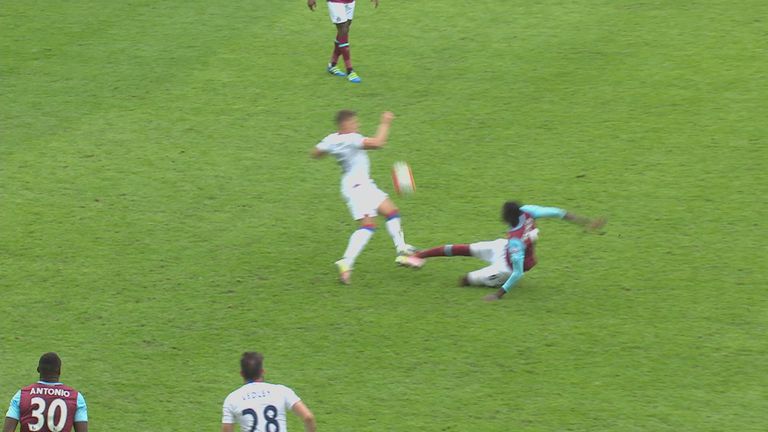Cheikhou Kouyate was sent off for his challenge on Dwight Gayle