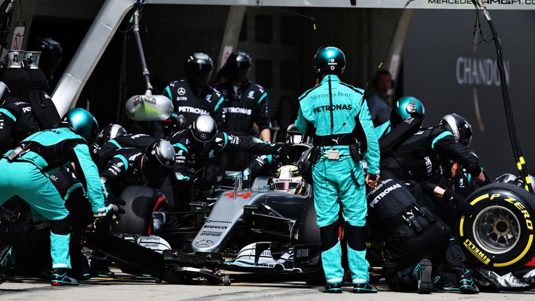 Lewis Hamilton in the pits at the Chinese Grand Prix