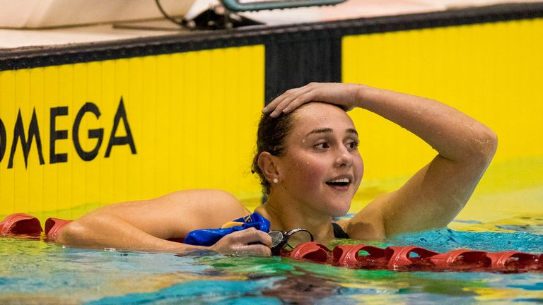 Chloe Tutton wins gold in the 200m breaststroke at the British Swimming Championships 