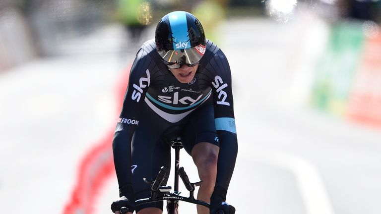 Christopher Froome of the Team Sky competes in the fourth stage of the 70th Tour de Romandie