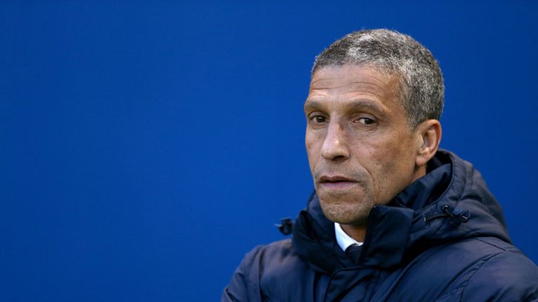 Brighton and Hove Albion manager Chris Hughton during the Sky Bet Championship match at the AMEX Stadium, Brighton. PRESS ASSOCIATION Photo. Picture date: 