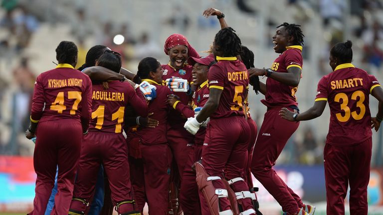West Indies celebrate winning the Women's ICC World Twenty20 final