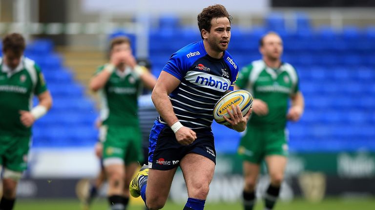 Danny Cipriani of Sale breaks clear to score a try