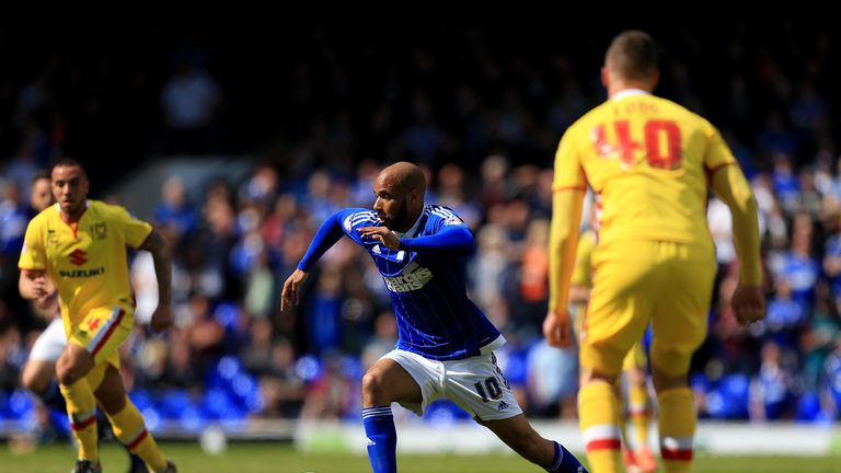 David McGoldrick of Ipswich Town during the Sky Bet Championship match between Ipswich Town and Milton Keynes Dons at Portman Road