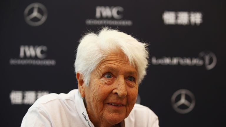 SHANGHAI, CHINA - APRIL 15:  Laureus World Sports Academy member Dawn Fraser speaks during a media interview at the Shanghai Grand Theatre prior to the 201