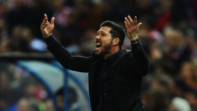 Diego Simeone head coach of Atletico Madrid reacts during the UEFA Champions League semi final first leg match v Bayern Munich