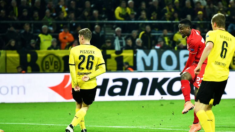 Liverpool striker Divock Origi scores against Borussia Dortmund