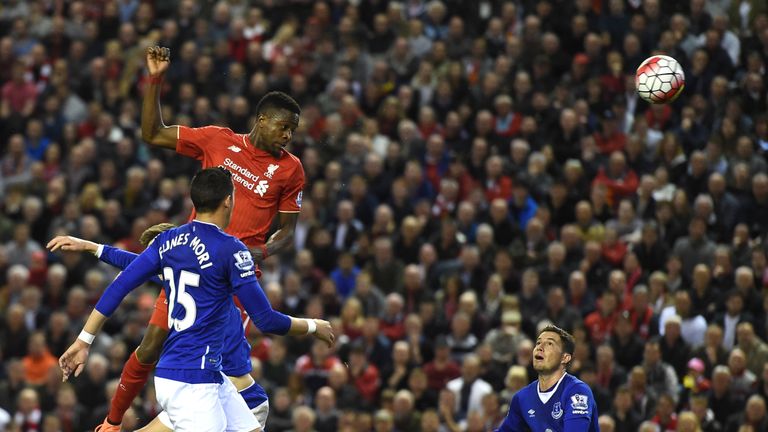 Divock Origi heads Liverpool in front against Everton