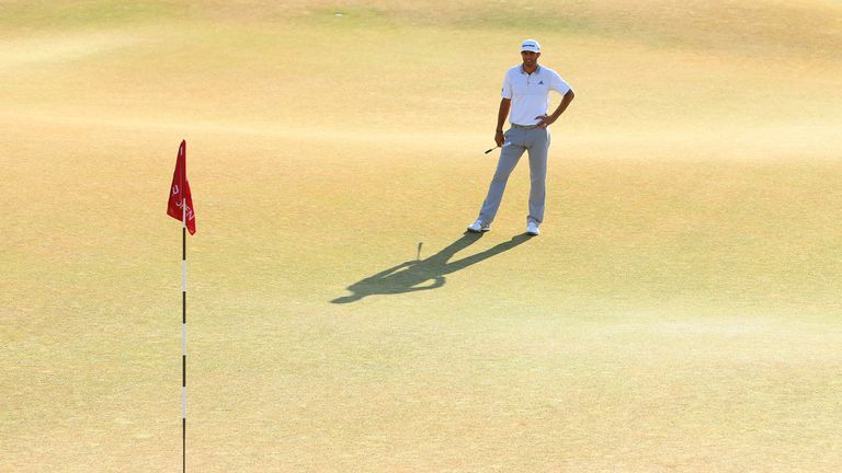 After bogeying three holes on the back 9, Dustin Johnson left himself needing an eagle putt on 18 to force a place off with Jordan Spieth at the U.S. Open