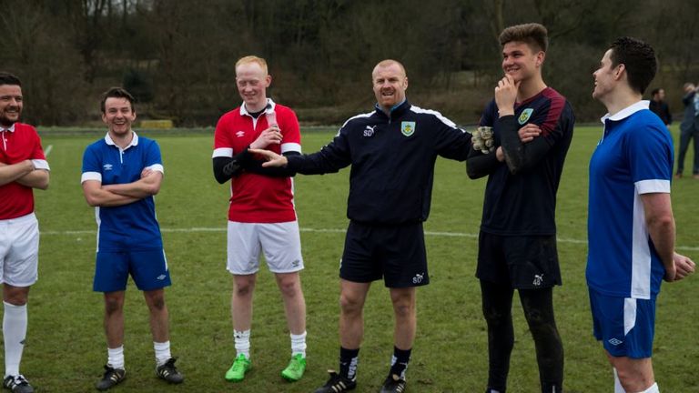 Sean Dyche 'comforts' his young goalkeeper