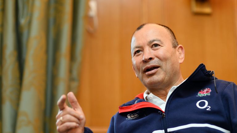 Eddie Jones during the England Media Access at Pennyhill Park on March 21, 2016 in Bagshot, England.