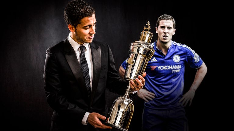 Chelsea's Eden Hazard with the PFA's Men's Player of the Year award