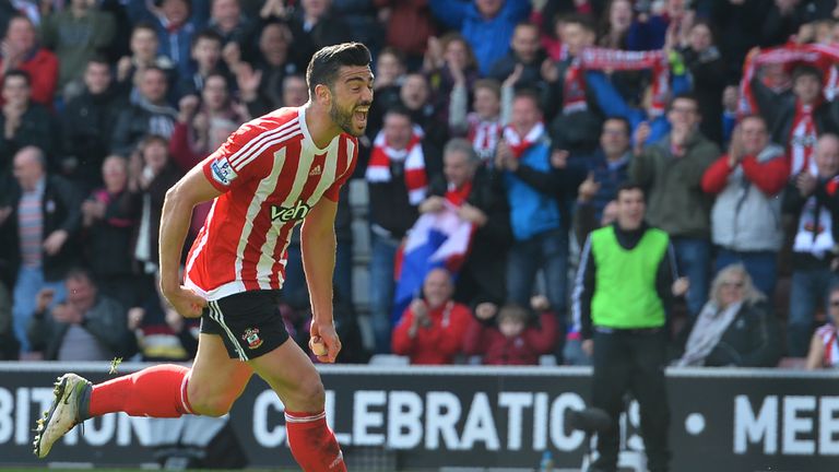 Southampton striker Graziano Pelle celebrates after scoring against Newcastle at St Mary's Stadium