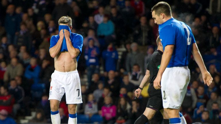 Andrew Little (left) and Chris Hegarty hang their heads as the Inverness CT go 3-0 in front in League Cup.