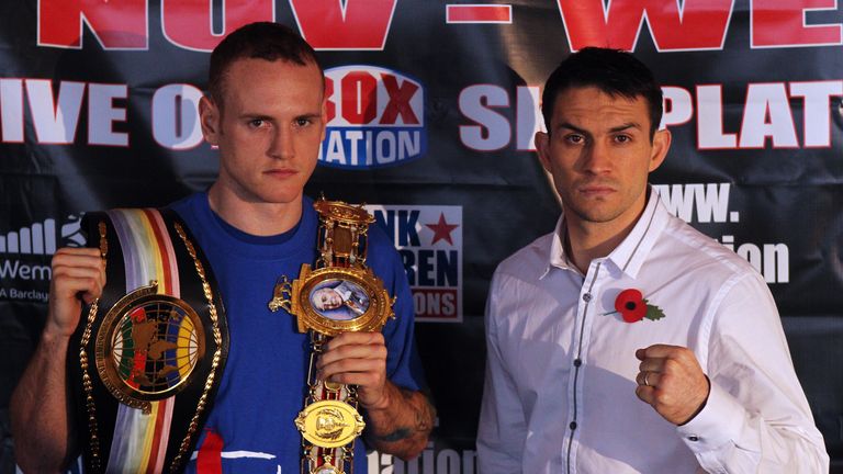Paul Smith (R) of England and George Groves of England pose for the media at the Ricky Burns and Michael Katsidis Press Con