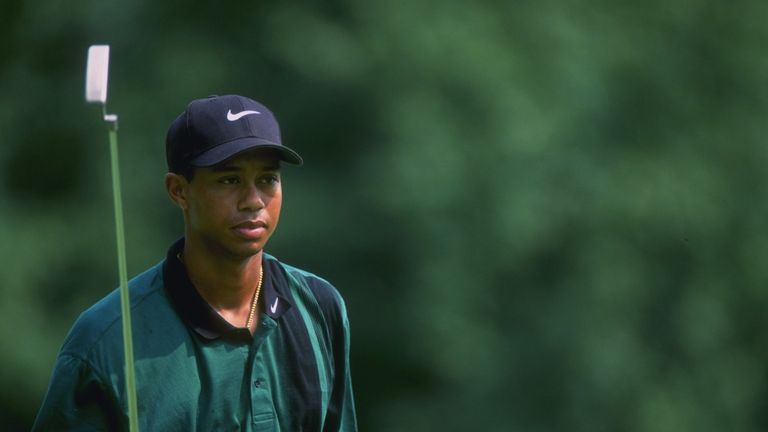 1 Sep 1996:  Tiger Woods prepares to putt during the Greater Milwaukee Open at the Brown Deer Golf Course in Glendale, Wisconsin. Mandatory Credit: J.D. Cu