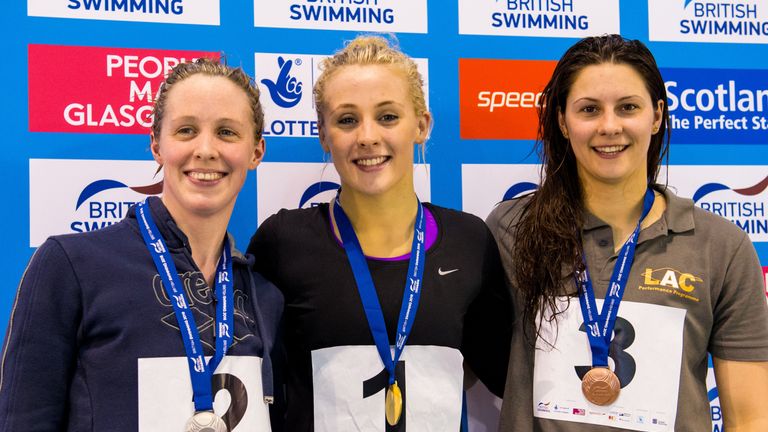 Hannah Miley, Siobhan Marie O'Connor and Aimee Willmott all win medals in the women's 200m freestyle at British Swimming Championships
