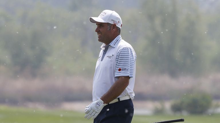 Otto celebrates pitching in for an eagle at the eighth - his 17th