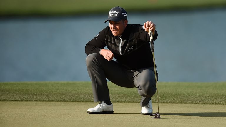 HUMBLE, TX - APRIL 01:   Henrik Stenson of Sweden lines up a putt on the 12th green during the second round of the Shell Houston Open at the Golf Club of H