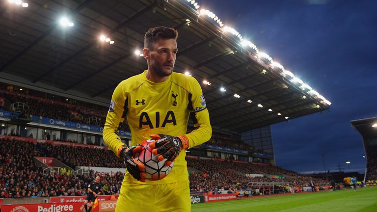 Hugo Lloris of Tottenham looks on during the Barclays Premier League match between Stoke City and Tottenham Hotspur