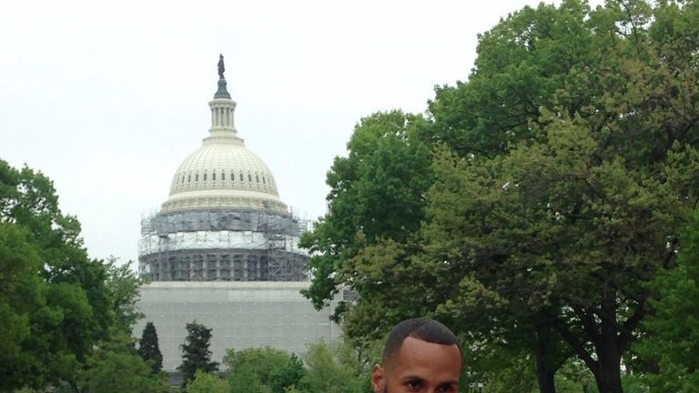 James DeGale poses in front of Capitol Hill
