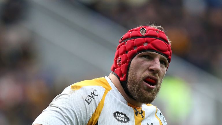 James Haskell looks on during the Champions Cup semi final match between Saracens and Wasps at Madejski Stadium on April 23, 2016 