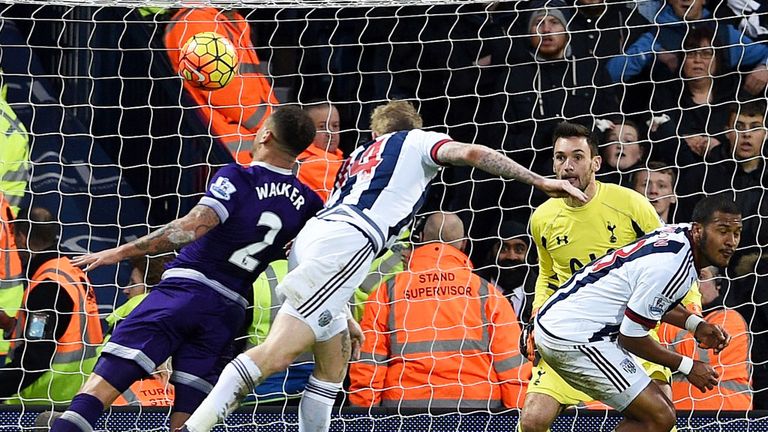 James McClean (centre) scores for West Brom in the 1-1 draw with Tottenham in December