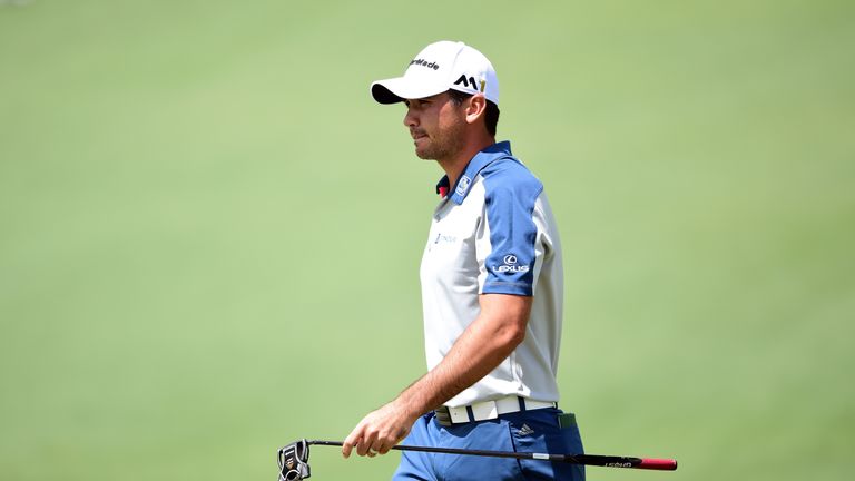 Jason Day of Australia reacts on the second green during the first round of the 2016 Masters Tournament at Augusta