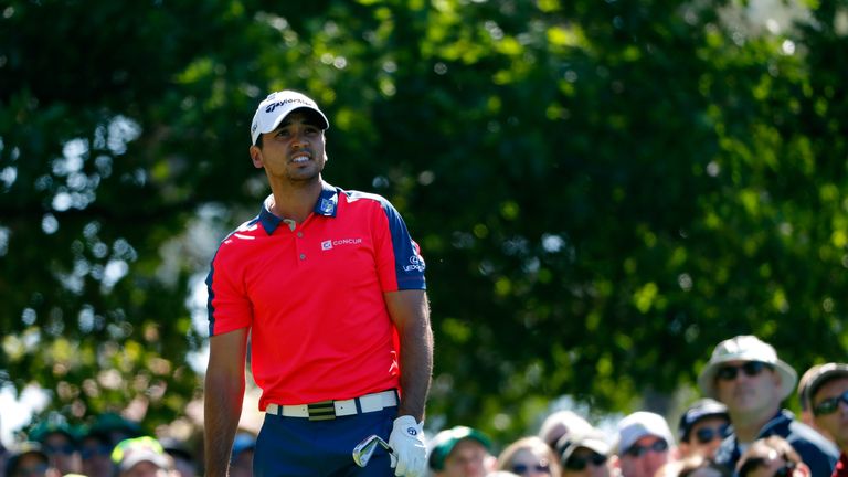 Jason Day of Australia plays his shot from the fourth tee during the second round of the 2016 Masters Tournament at Augusta