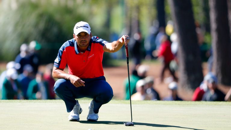 Jason Day of Australia putts on the third green during the second round of the 2016 Masters Tournament at Augusta 