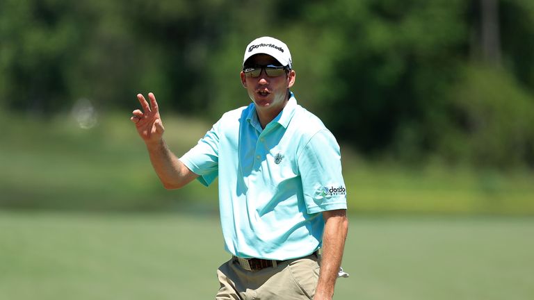 Jim Herman of the United States birdies the fourth hole during the final round of the Shell Houston Open at the Golf Club of Housto