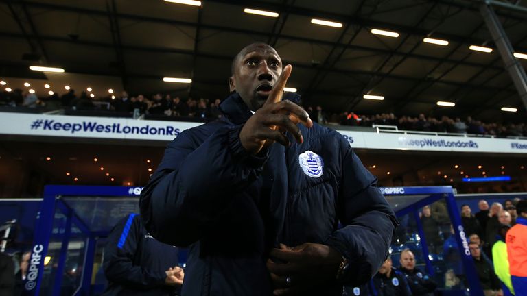 Queens Park Rangers manager Jimmy Floyd Hasselbaink on the touchline prior to the Sky Bet Championship match at Loftus Road, London.