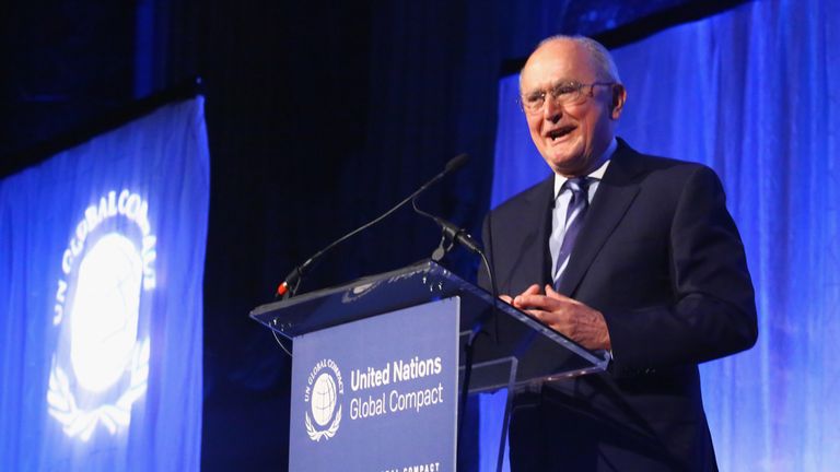 NEW YORK, NY - JUNE 25:  John Ruggie speaks onstage during the United Nations Global Compact 15TH Anniversary Celebration at Cipriani 42nd Street on June 2