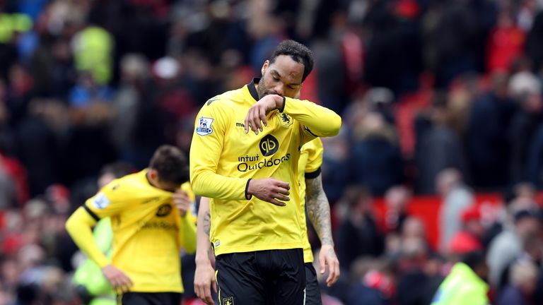 Aston Villa's Joleon Lescott after the Premier League match v Manchester United at Old Trafford, as relegation is confirmed
