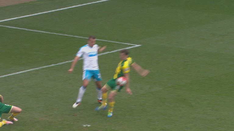 Jonny Howson appeared to handle the box in the penalty box before laying the ball off for Martin Olsson's winning goal