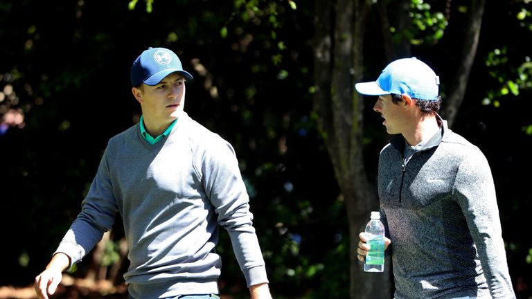 Jordan Spieth of the United States and Rory McIlroy of Northern Ireland
