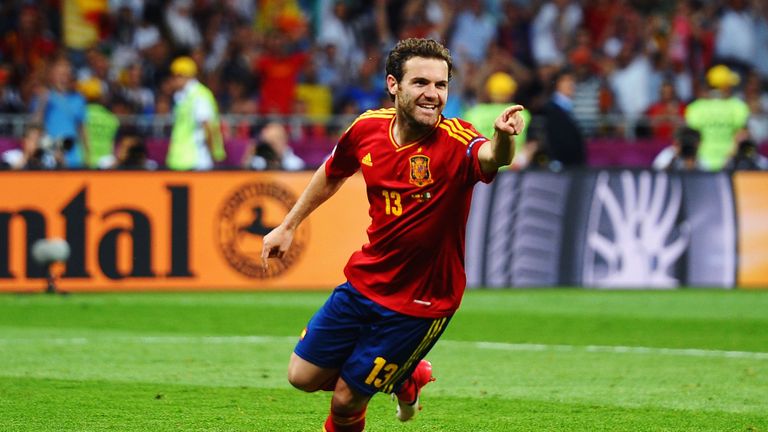 KIEV, UKRAINE - JULY 01:  Juan Mata of Spain celebrates after scoring his team's fourth goal during the UEFA EURO 