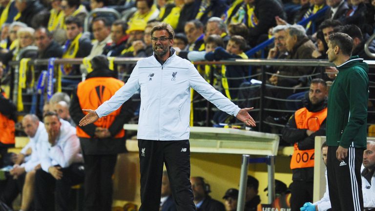 Jurgen Klopp manager of Liverpool reacts