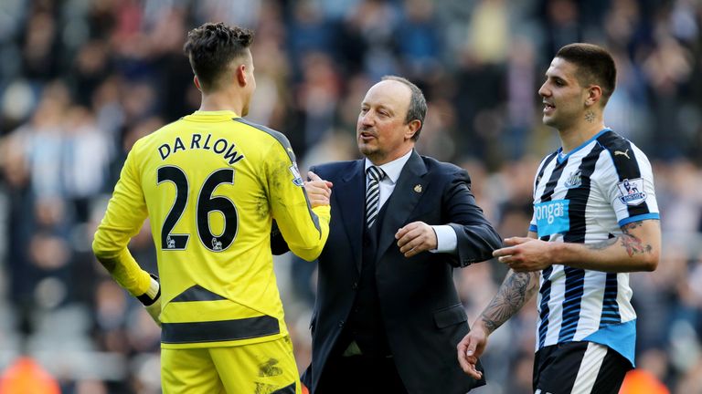 Karl Darlow, Rafa Benitez victory celeb, Newcastle v Crystal Palace, Premier League